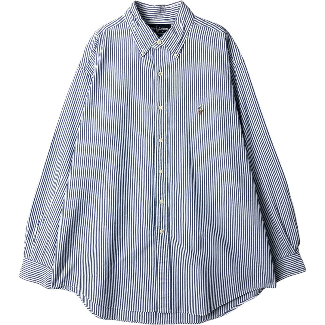 Ralph Lauren YARMOUTH Long Sleeve Button-Down Striped Shirt, Men's Size L cotton blue type Vintage Second Hand