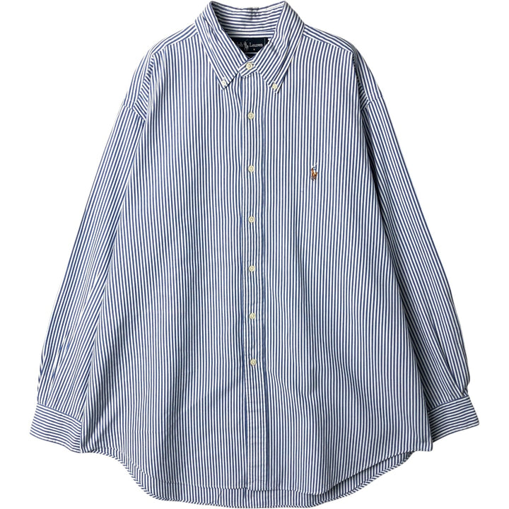 Ralph Lauren YARMOUTH Long Sleeve Button-Down Striped Shirt, Men's Size L cotton blue type Vintage Second Hand