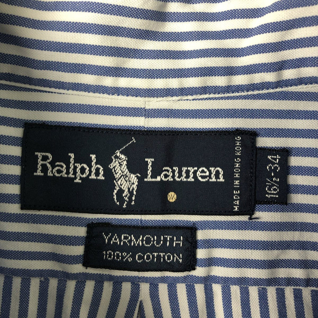 Ralph Lauren YARMOUTH Long Sleeve Button-Down Striped Shirt, Men's Size L cotton blue type Vintage Second Hand