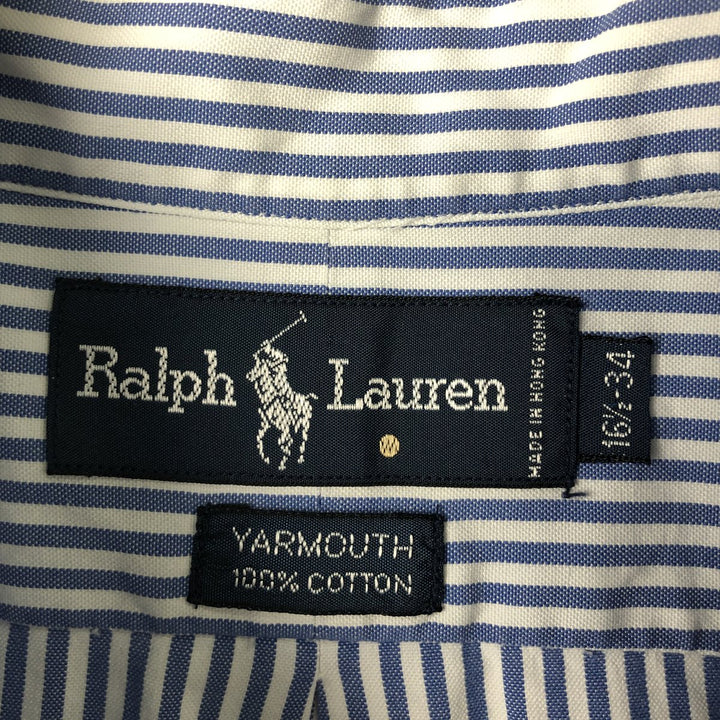 Ralph Lauren YARMOUTH Long Sleeve Button-Down Striped Shirt, Men's Size L cotton blue type Vintage Second Hand