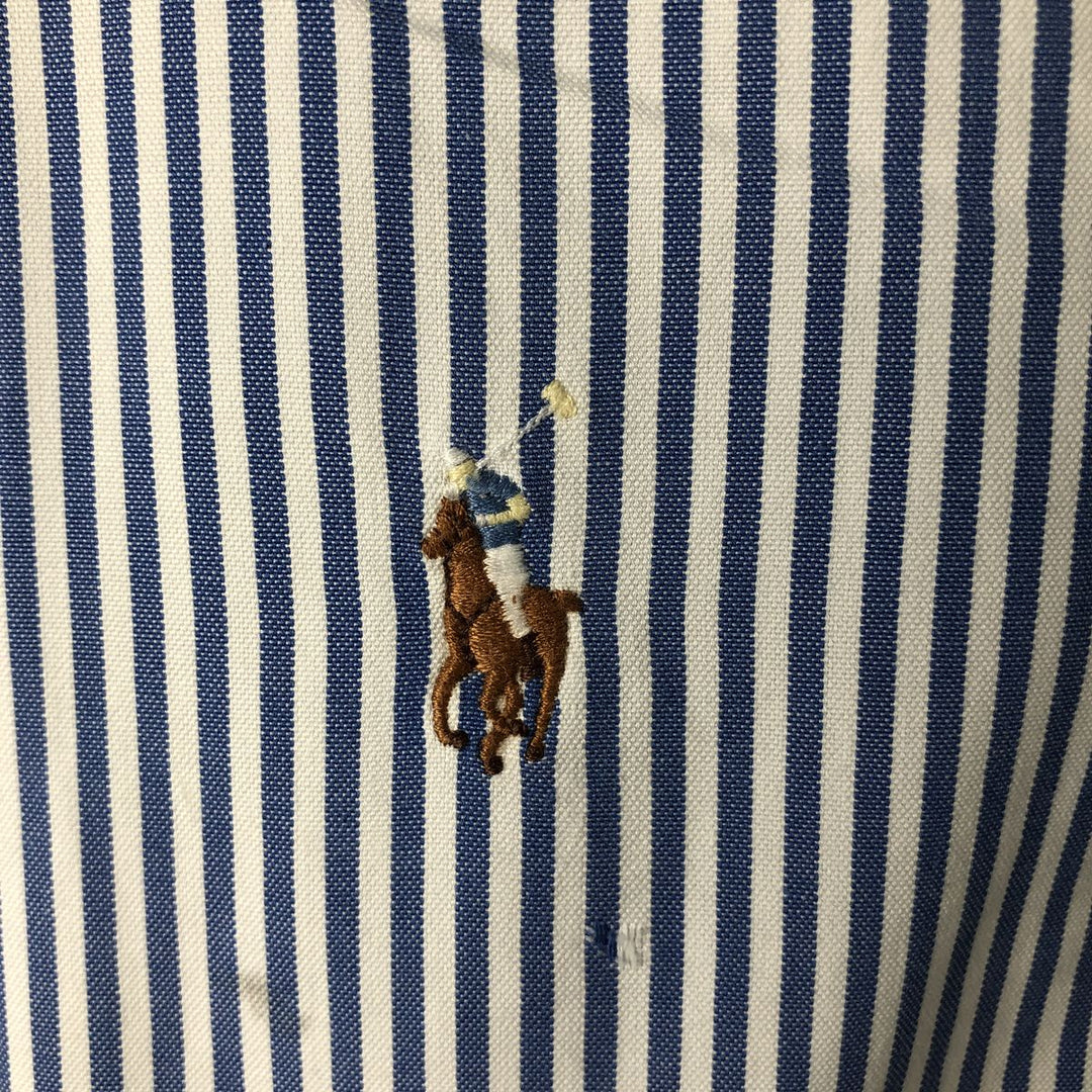 Ralph Lauren YARMOUTH Long Sleeve Button-Down Striped Shirt, Men's Size L cotton blue type Vintage Second Hand
