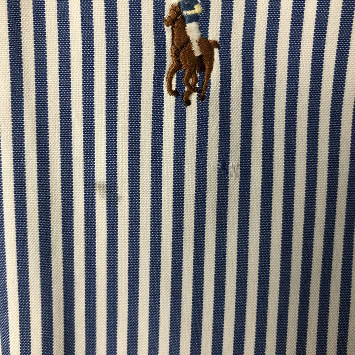 Ralph Lauren YARMOUTH Long Sleeve Button-Down Striped Shirt, Men's Size L cotton blue type Vintage Second Hand