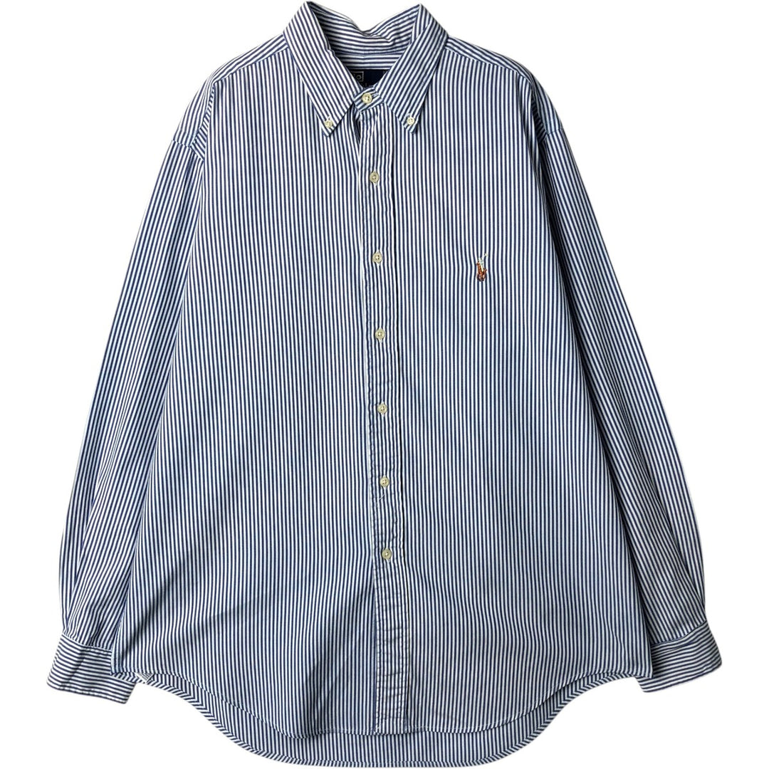 Ralph Lauren POLO by Ralph Lauren Long Sleeve Button-Down Striped Shirt Made in Canada Men's L cotton blue type Vintage Second Hand
