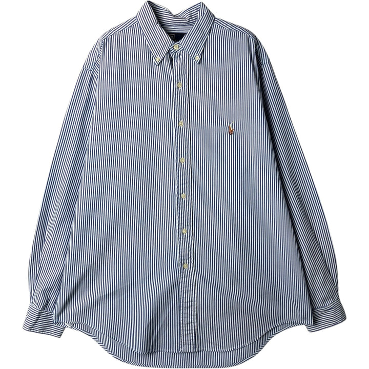 Ralph Lauren POLO by Ralph Lauren Long Sleeve Button-Down Striped Shirt Made in Canada Men's L cotton blue type Vintage Second Hand
