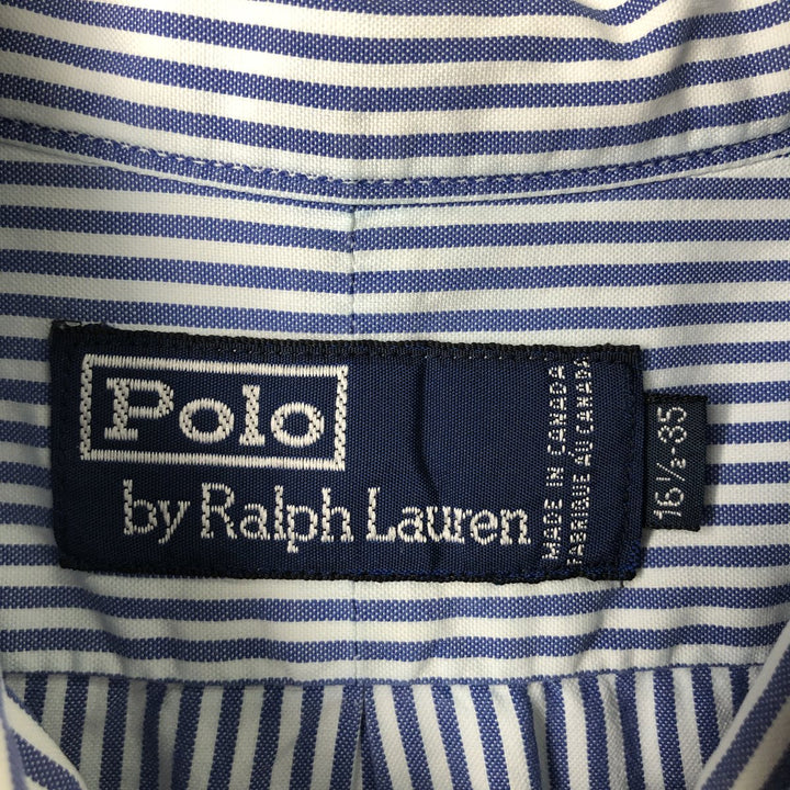 Ralph Lauren POLO by Ralph Lauren Long Sleeve Button-Down Striped Shirt Made in Canada Men's L cotton blue type Vintage Second Hand