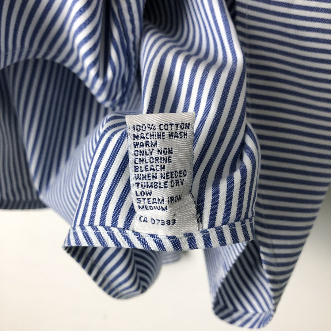 Ralph Lauren POLO by Ralph Lauren Long Sleeve Button-Down Striped Shirt Made in Canada Men's L cotton blue type Vintage Second Hand