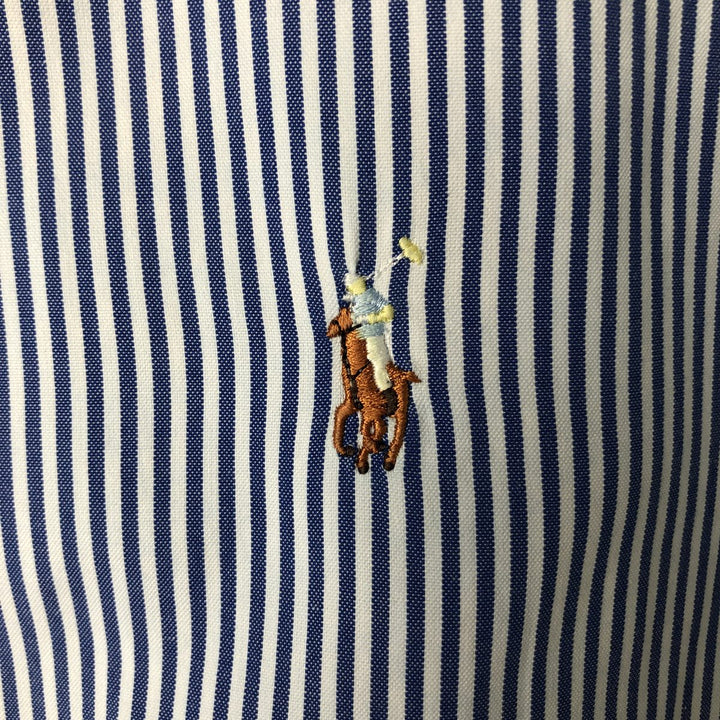 Ralph Lauren POLO by Ralph Lauren Long Sleeve Button-Down Striped Shirt Made in Canada Men's L cotton blue type Vintage Second Hand