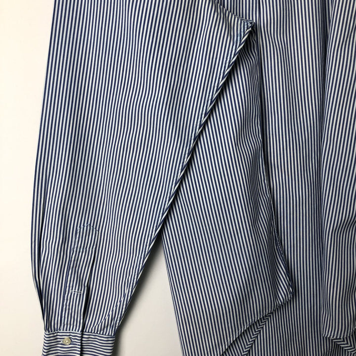 Ralph Lauren POLO by Ralph Lauren Long Sleeve Button-Down Striped Shirt Made in Canada Men's L cotton blue type Vintage Second Hand