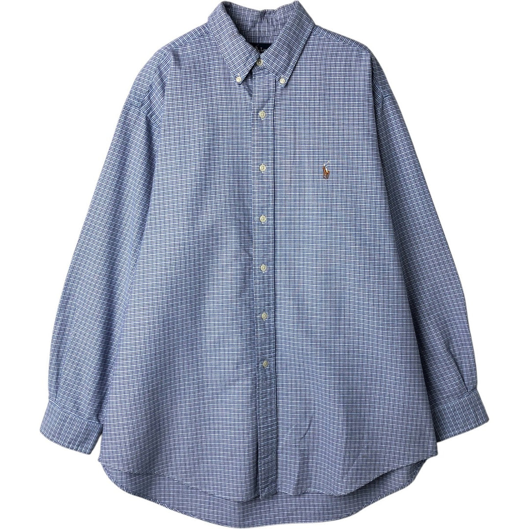 Ralph Lauren YARMOUTH Long Sleeve Button-Down Check Shirt, Men's Size L cotton blue type Vintage Second Hand