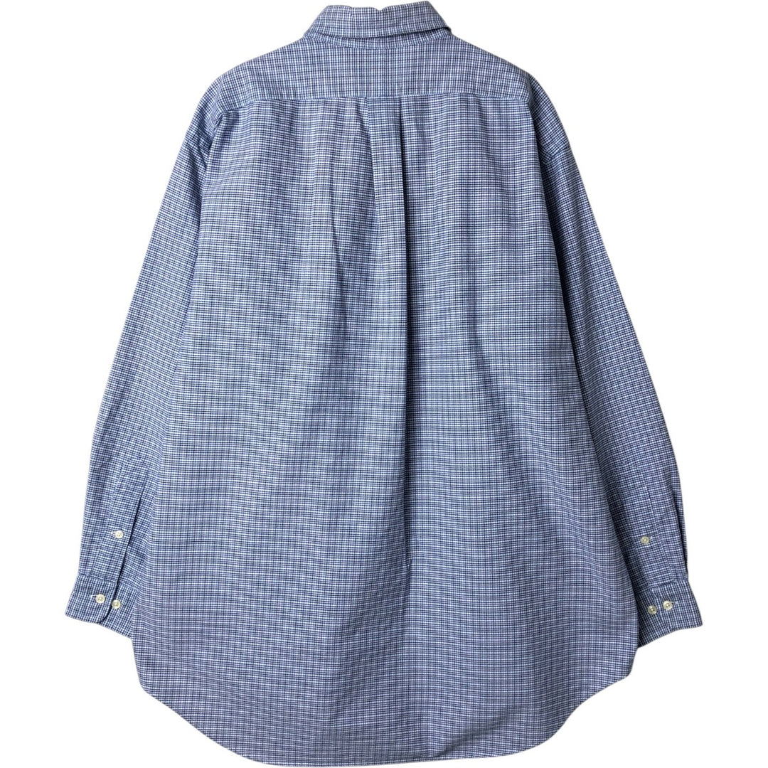 Ralph Lauren YARMOUTH Long Sleeve Button-Down Check Shirt, Men's Size L cotton blue type Vintage Second Hand