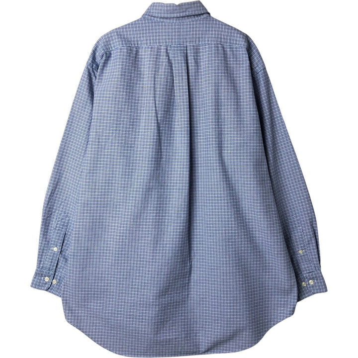 Ralph Lauren YARMOUTH Long Sleeve Button-Down Check Shirt, Men's Size L cotton blue type Vintage Second Hand