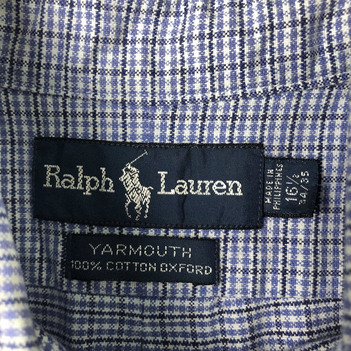 Ralph Lauren YARMOUTH Long Sleeve Button-Down Check Shirt, Men's Size L cotton blue type Vintage Second Hand