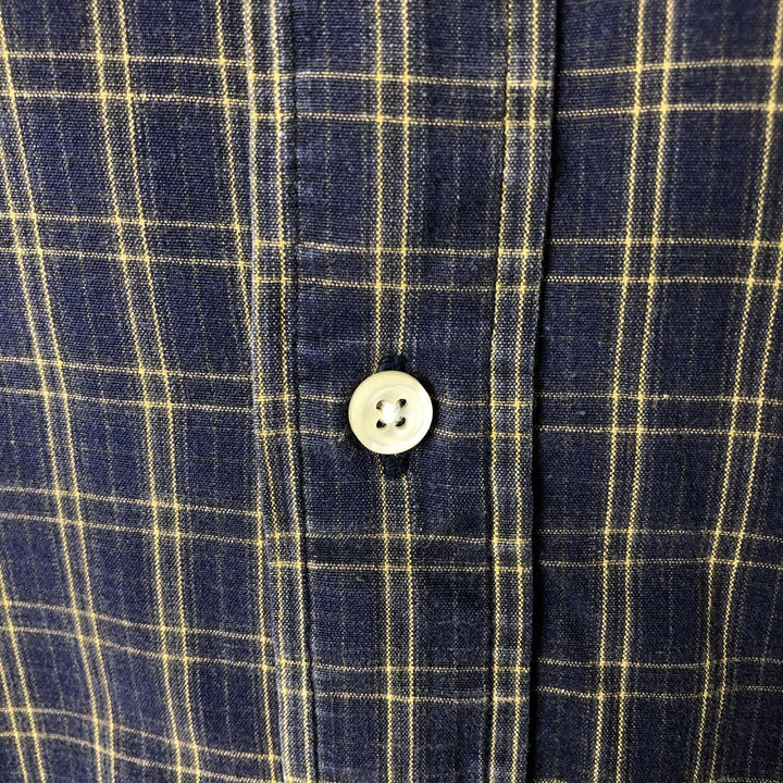 Ralph Lauren BLAIRE long sleeve button down check shirt, men's size L cotton navy blue type Vintage Second Hand