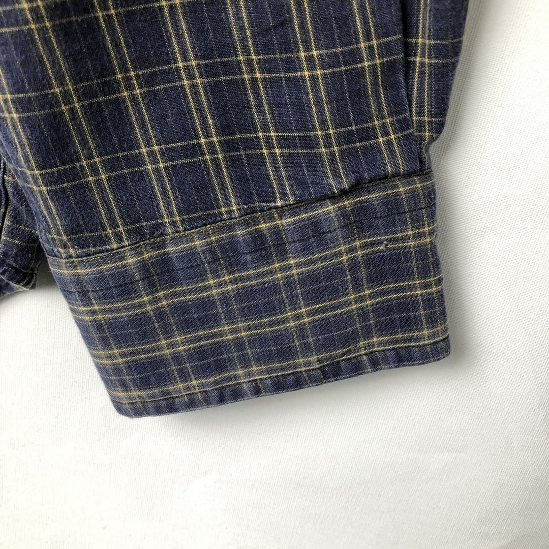 Ralph Lauren BLAIRE long sleeve button down check shirt, men's size L cotton navy blue type Vintage Second Hand