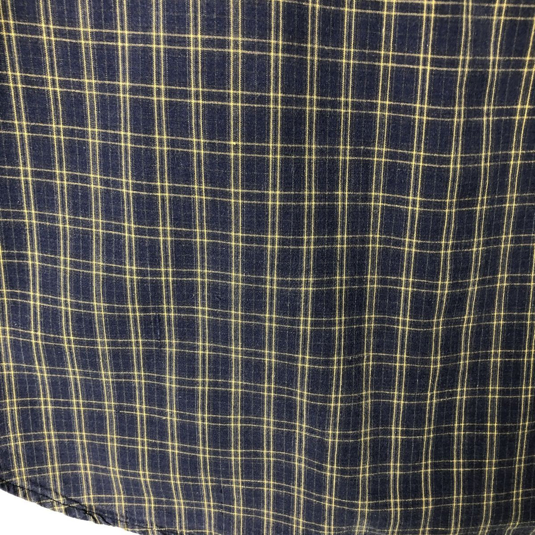 Ralph Lauren BLAIRE long sleeve button down check shirt, men's size L cotton navy blue type Vintage Second Hand