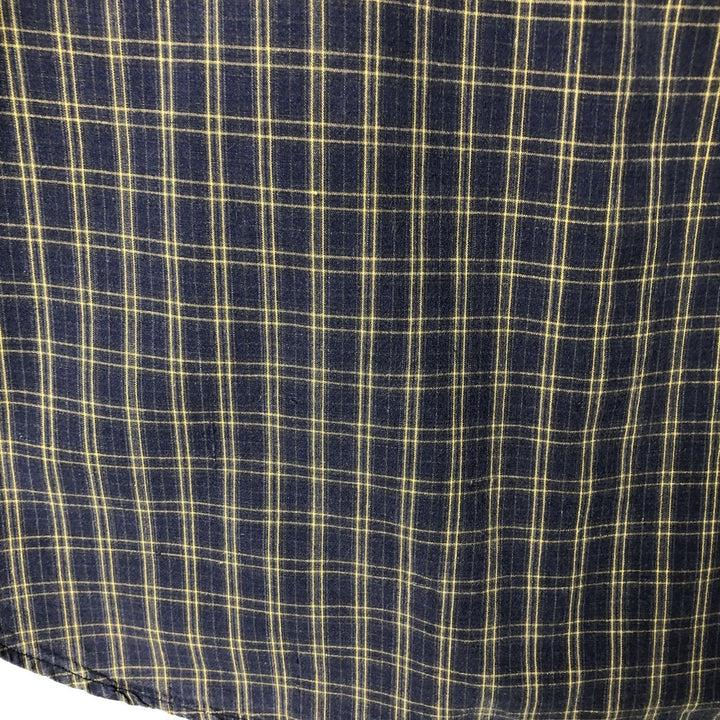 Ralph Lauren BLAIRE long sleeve button down check shirt, men's size L cotton navy blue type Vintage Second Hand