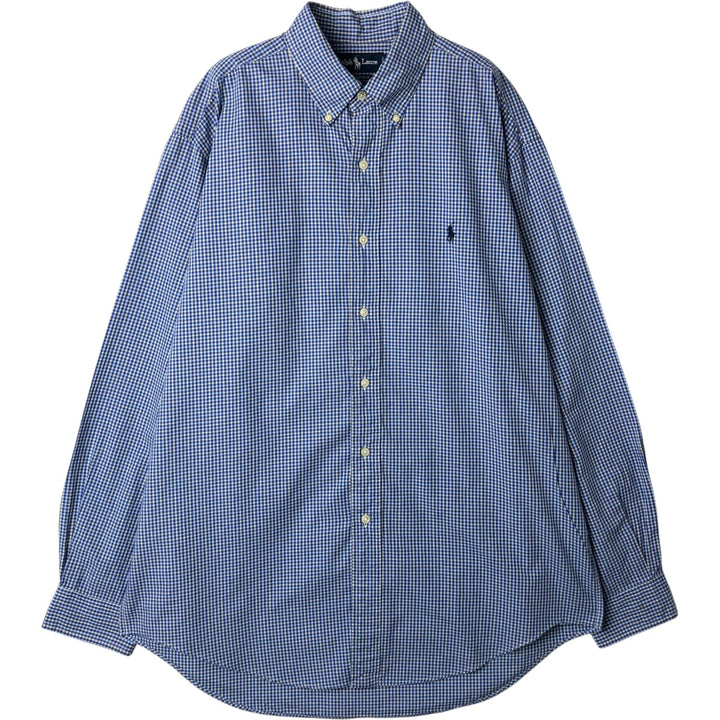 Ralph Lauren YARMOUTH Long Sleeve Button-Down Check Shirt, Men's Size L cotton blue type Vintage Second Hand