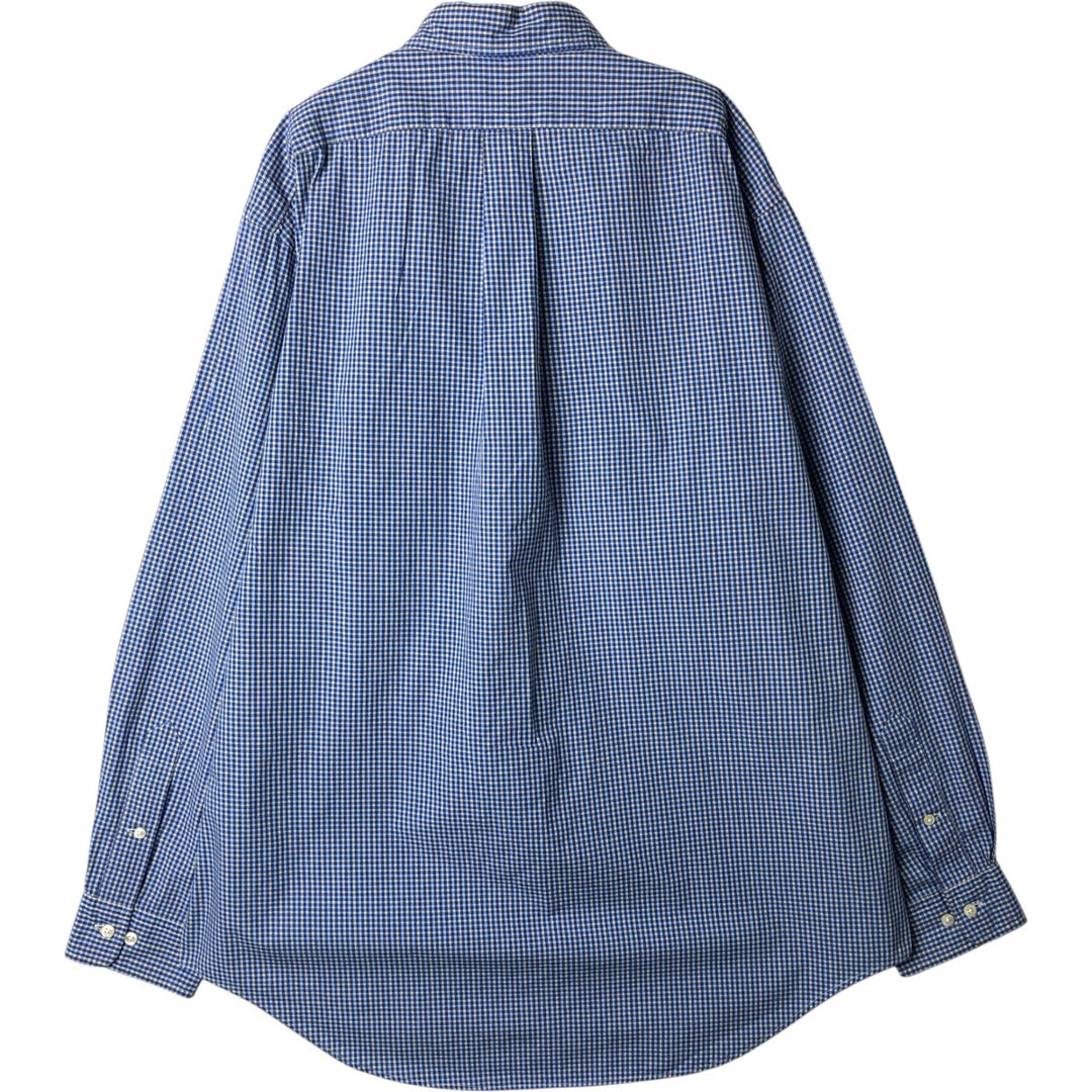 Ralph Lauren YARMOUTH Long Sleeve Button-Down Check Shirt, Men's Size L cotton blue type Vintage Second Hand