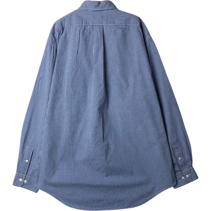 Ralph Lauren YARMOUTH Long Sleeve Button-Down Check Shirt, Men's Size L cotton blue type Vintage Second Hand