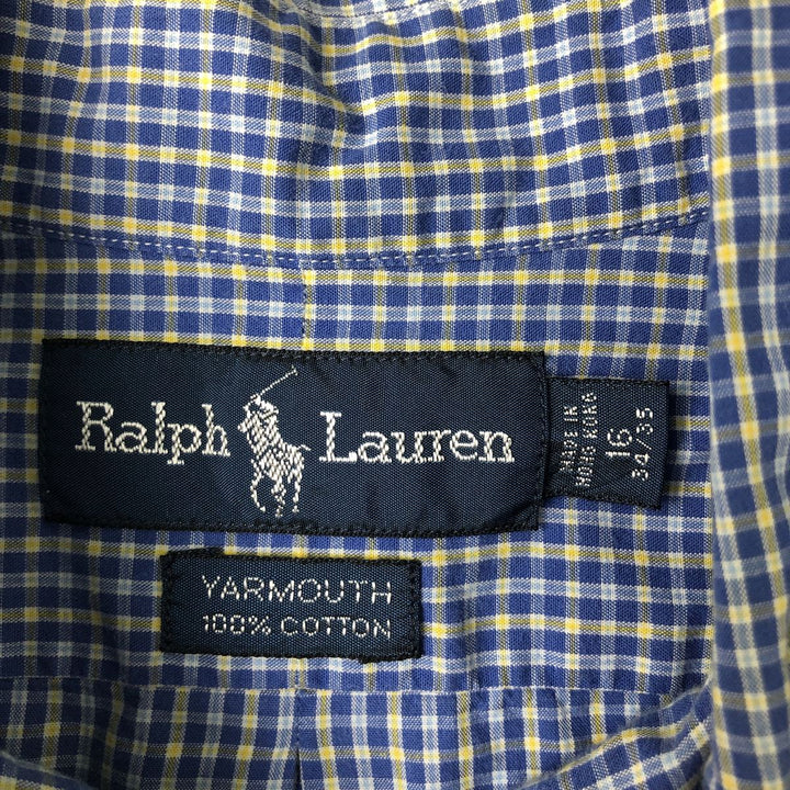 Ralph Lauren YARMOUTH Long Sleeve Button-Down Check Shirt, Men's Size L cotton blue type Vintage Second Hand