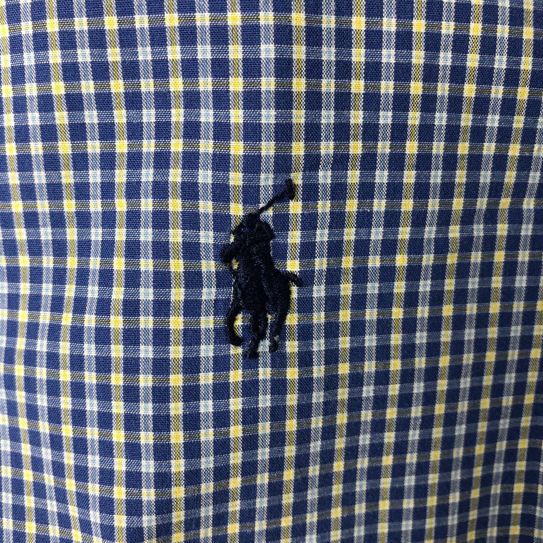 Ralph Lauren YARMOUTH Long Sleeve Button-Down Check Shirt, Men's Size L cotton blue type Vintage Second Hand