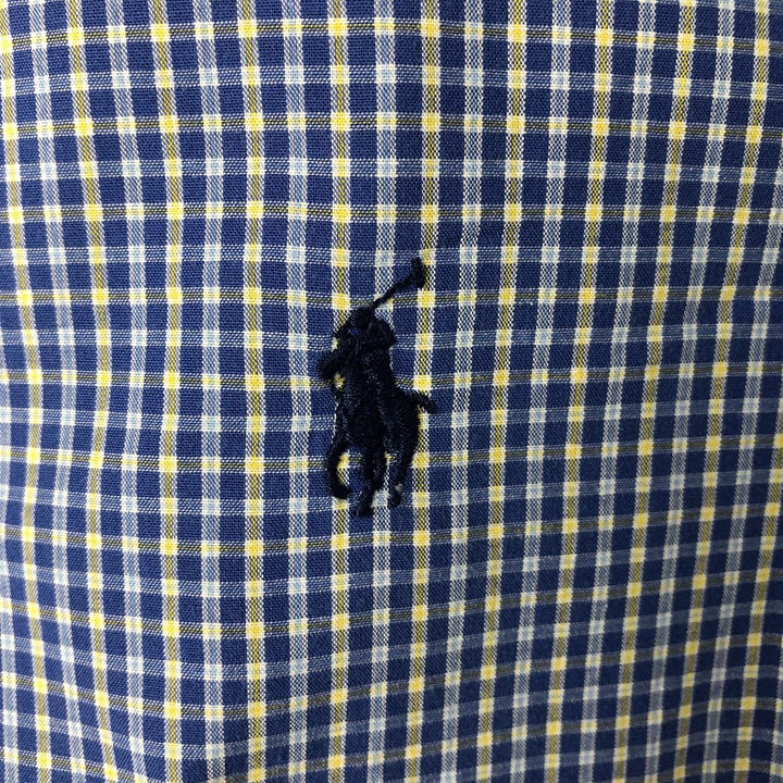 Ralph Lauren YARMOUTH Long Sleeve Button-Down Check Shirt, Men's Size L cotton blue type Vintage Second Hand