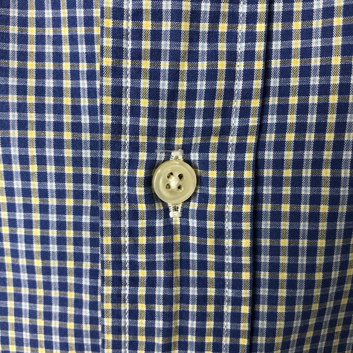 Ralph Lauren YARMOUTH Long Sleeve Button-Down Check Shirt, Men's Size L cotton blue type Vintage Second Hand