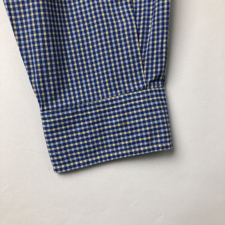 Ralph Lauren YARMOUTH Long Sleeve Button-Down Check Shirt, Men's Size L cotton blue type Vintage Second Hand