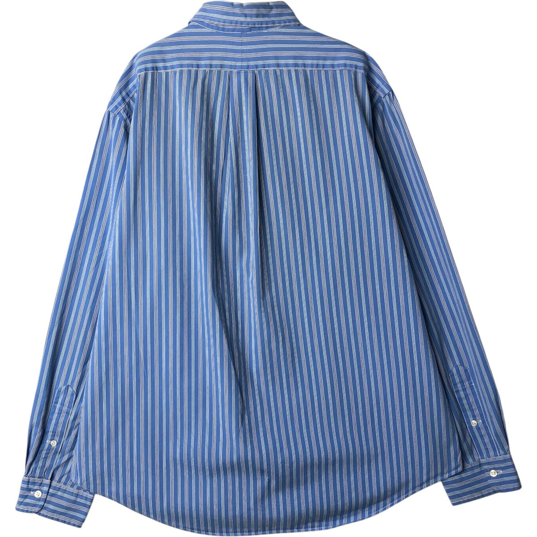 Ralph Lauren Custom Fit Multi-Stripe Long Sleeve Button-Down Striped Shirt, Men's XL cotton Blue type light blue Vintage Second Hand