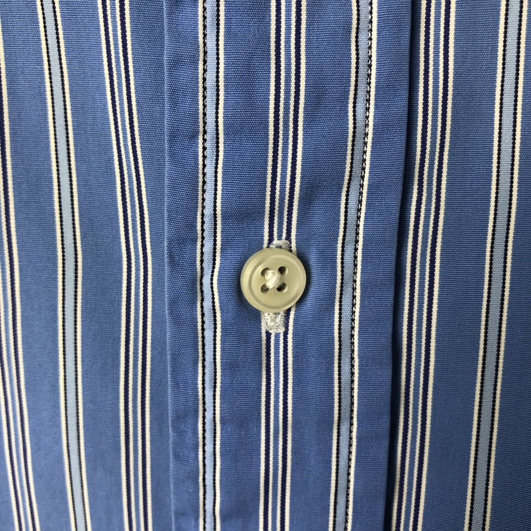 Ralph Lauren Custom Fit Multi-Stripe Long Sleeve Button-Down Striped Shirt, Men's XL cotton Blue type light blue Vintage Second Hand