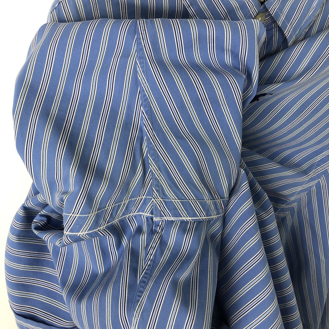 Ralph Lauren Custom Fit Multi-Stripe Long Sleeve Button-Down Striped Shirt, Men's XL cotton Blue type light blue Vintage Second Hand