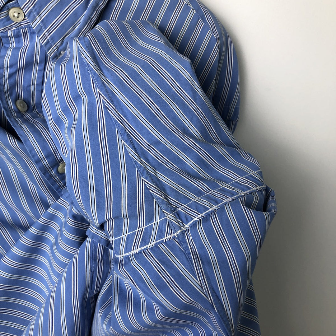 Ralph Lauren Custom Fit Multi-Stripe Long Sleeve Button-Down Striped Shirt, Men's XL cotton Blue type light blue Vintage Second Hand