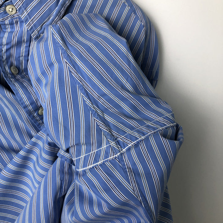 Ralph Lauren Custom Fit Multi-Stripe Long Sleeve Button-Down Striped Shirt, Men's XL cotton Blue type light blue Vintage Second Hand