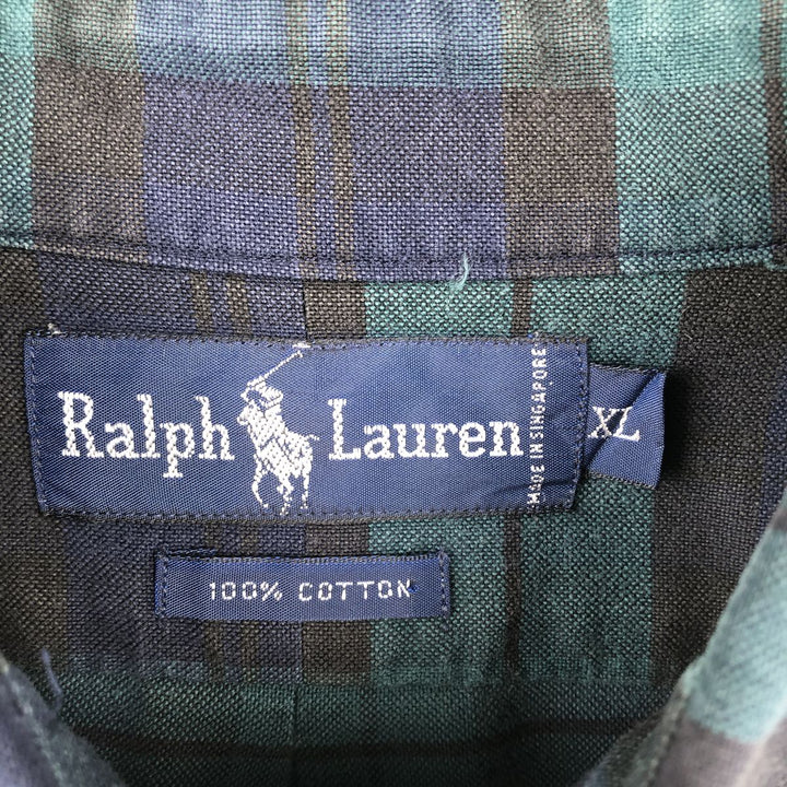 Ralph Lauren Blackwatch Check Long Sleeve Button-Down Check Shirt, Men's XL cotton Green type dark green Vintage Second Hand