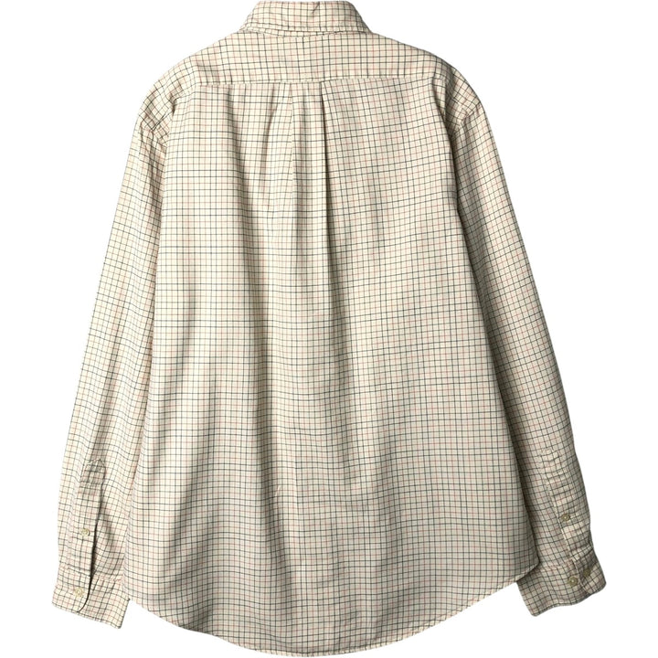 Ralph Lauren POLO by Ralph Lauren CUSTOM FIT long-sleeved button-down check shirt, men's size L cotton ivory Vintage Second Hand