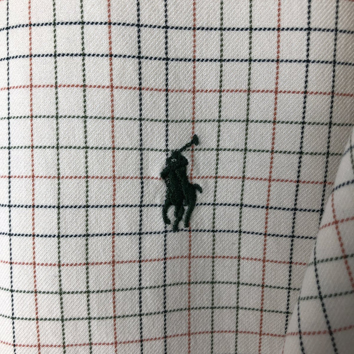 Ralph Lauren POLO by Ralph Lauren CUSTOM FIT long-sleeved button-down check shirt, men's size L cotton ivory Vintage Second Hand