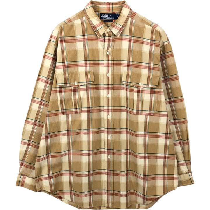 Ralph Lauren POLO by Ralph Lauren Long Sleeve Button-Down Check Shirt Men's Size L cotton red type Vintage Second Hand
