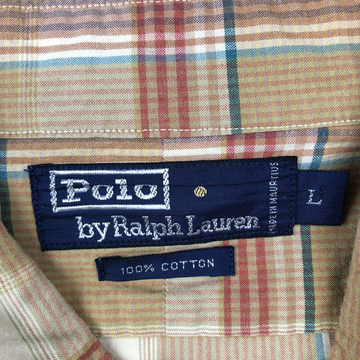 Ralph Lauren POLO by Ralph Lauren Long Sleeve Button-Down Check Shirt Men's Size L cotton red type Vintage Second Hand