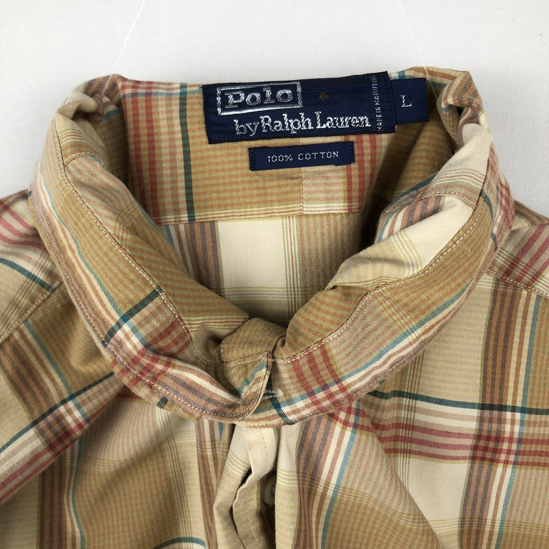 Ralph Lauren POLO by Ralph Lauren Long Sleeve Button-Down Check Shirt Men's Size L cotton red type Vintage Second Hand