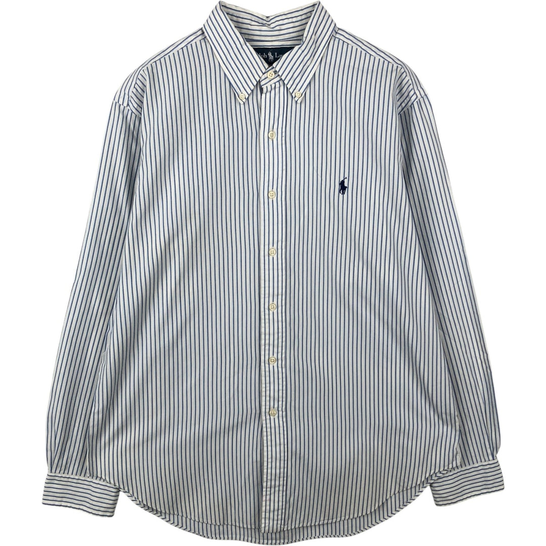 Ralph Lauren Classic Fit Long Sleeve Button Down Striped Shirt Men's Size L cotton white type Vintage Second Hand