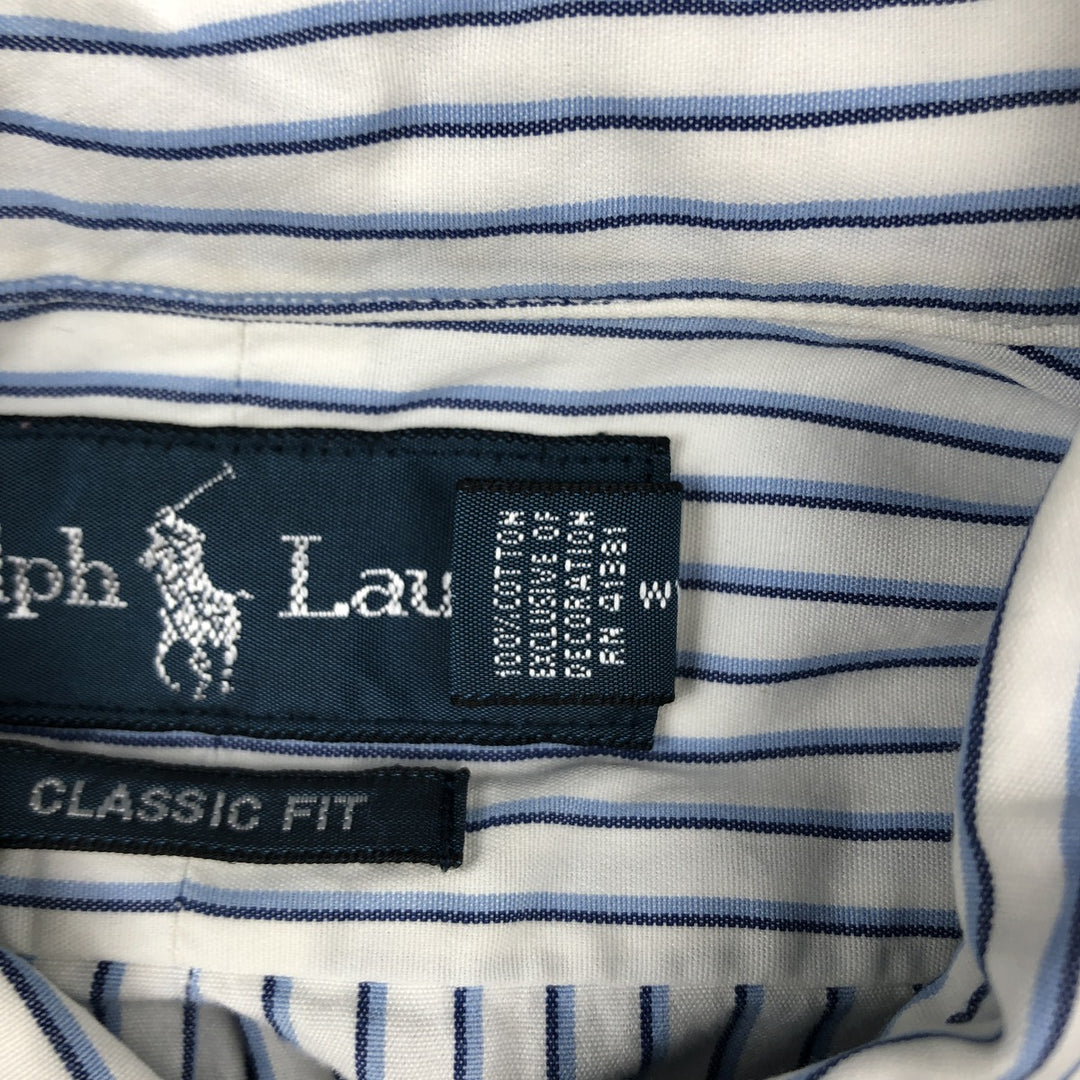 Ralph Lauren Classic Fit Long Sleeve Button Down Striped Shirt Men's Size L cotton white type Vintage Second Hand