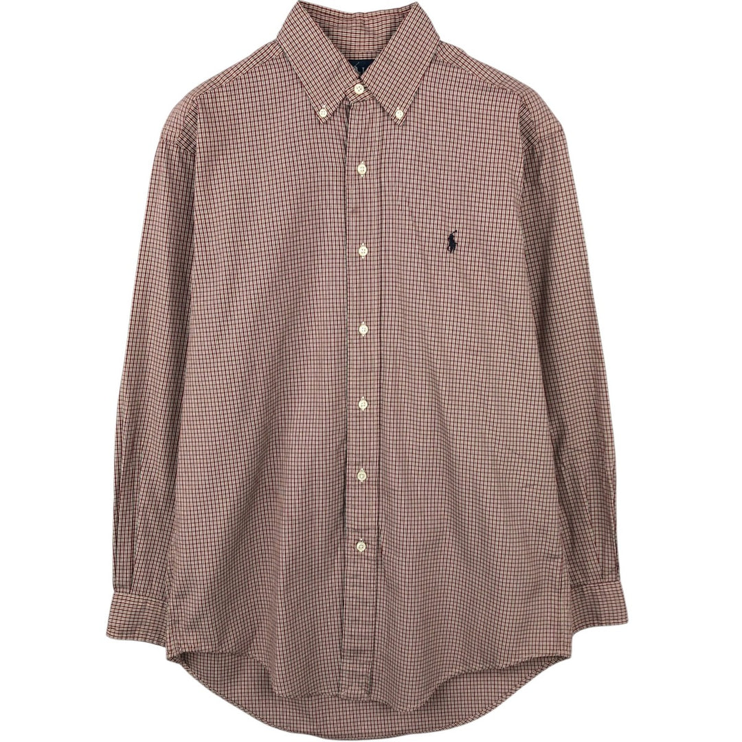 Ralph Lauren YARMOUTH Long-Sleeve Button-Down Check Shirt, Men's Size S (approx.) cotton red type Vintage Second Hand
