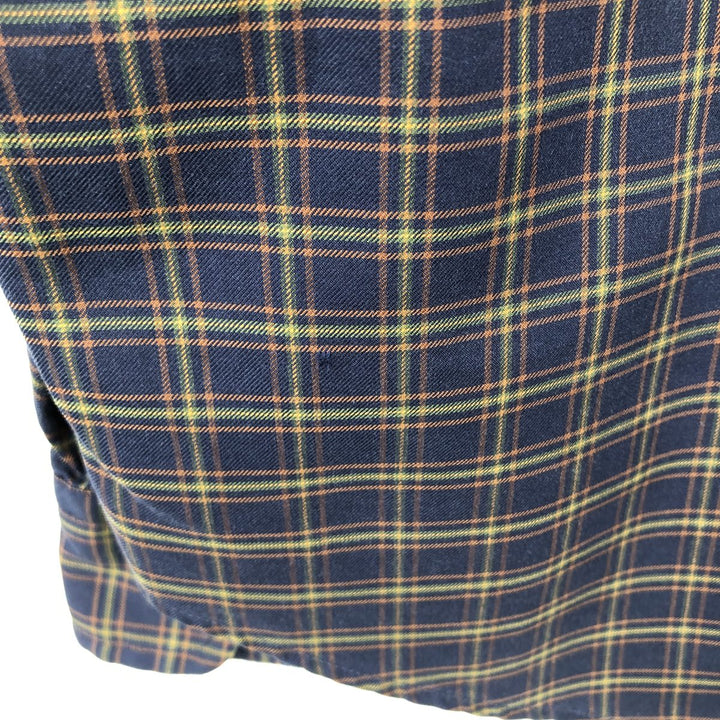 Ralph Lauren CUSTOM FIT long sleeve button down check shirt, men's size L cotton navy blue type Vintage Second Hand