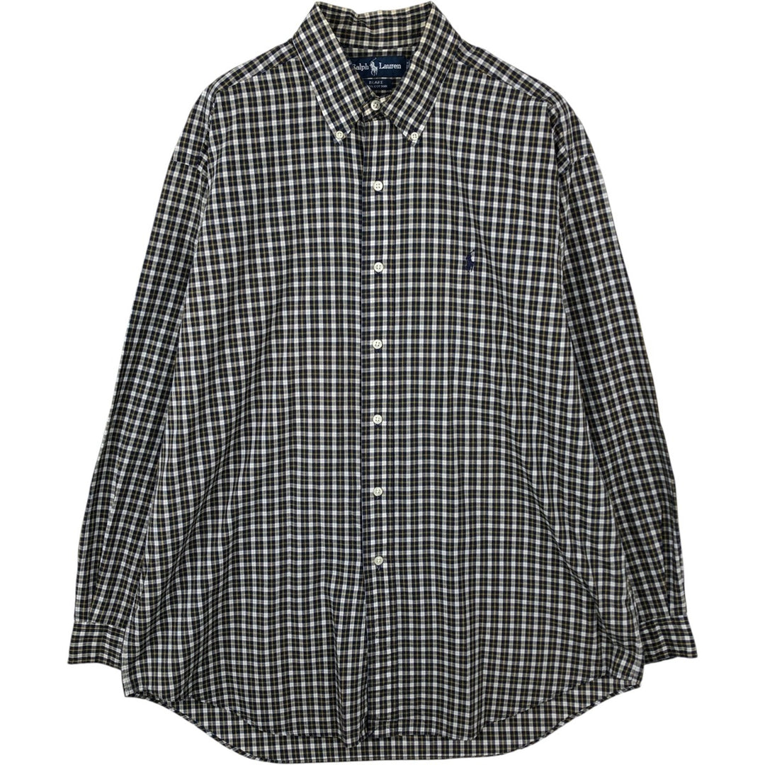 Ralph Lauren BLAKE long sleeve button down check shirt, men's size L cotton blue type Vintage Second Hand