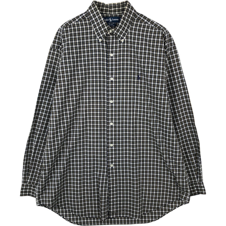 Ralph Lauren BLAKE long sleeve button down check shirt, men's size L cotton blue type Vintage Second Hand