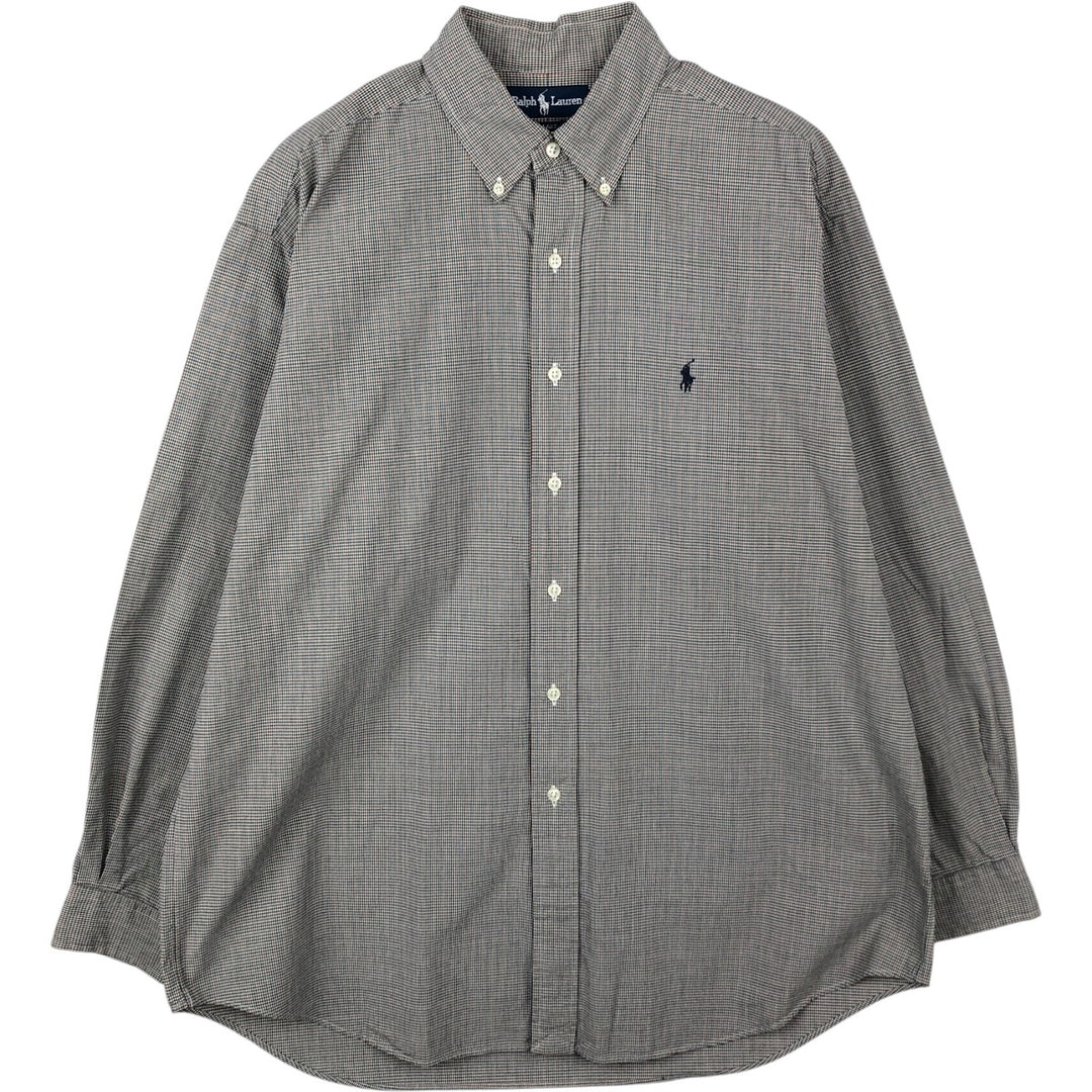 Ralph Lauren BLAKE long sleeve button down check shirt, men's size L cotton black type Vintage Second Hand