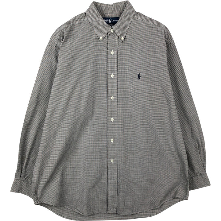 Ralph Lauren BLAKE long sleeve button down check shirt, men's size L cotton black type Vintage Second Hand
