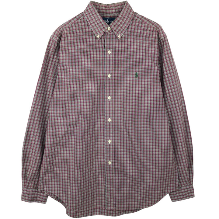 Ralph Lauren Classic Fit Check Pattern Long Sleeve Button Down Check Shirt Men's Size L cotton purple type Vintage Second Hand