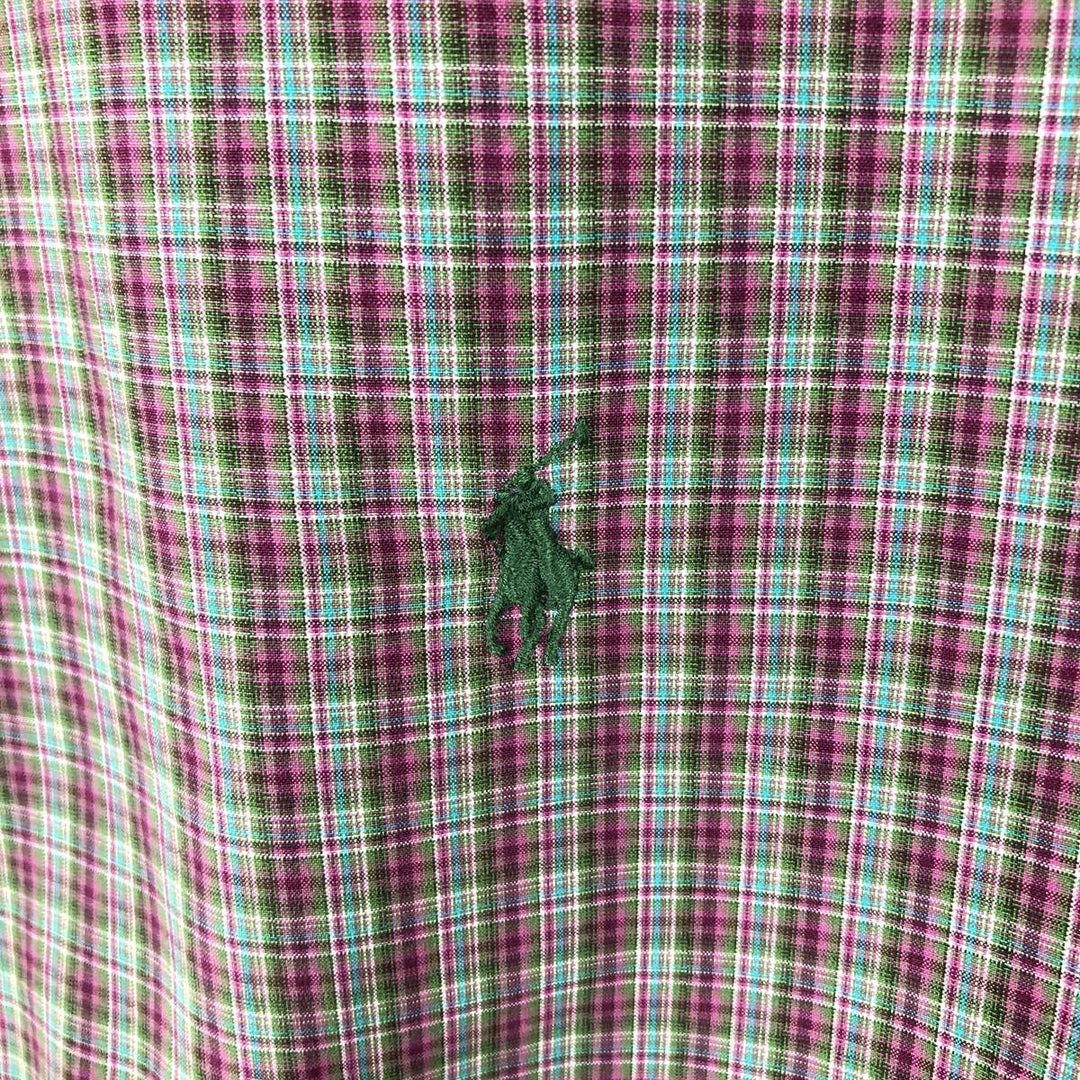Ralph Lauren Classic Fit Check Pattern Long Sleeve Button Down Check Shirt Men's Size L cotton purple type Vintage Second Hand