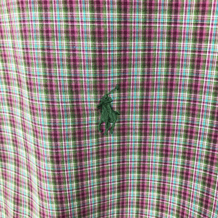 Ralph Lauren Classic Fit Check Pattern Long Sleeve Button Down Check Shirt Men's Size L cotton purple type Vintage Second Hand